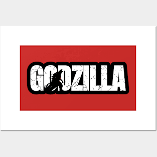 Retro white godzilla Posters and Art